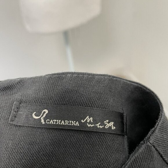 Catharina 100% Linen Minimalist Lagenlook Modern Goth Midi Dress Black size XL - Picture 12 of 14